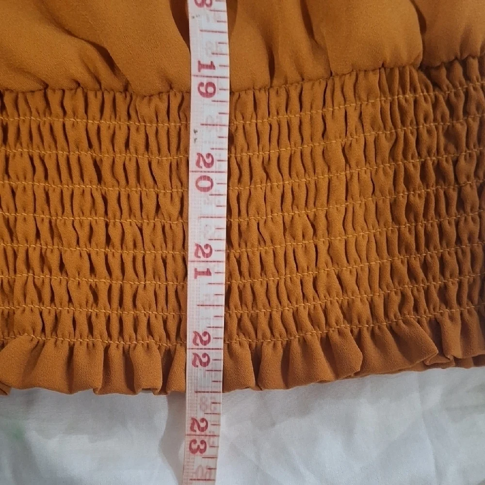Michael Kors Mustard V-Neck Blouse with Zipper Size S
